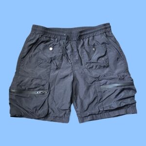 CDMG & Co Men's Nylon Cargo Shorts Elastic Waist Zipper Pockets Size L